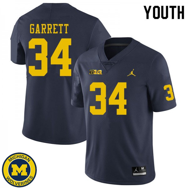 Youth University of Michigan #34 Julian Garrett Navy Fashion Player Jersey